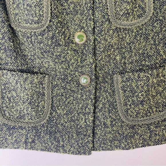 Loft green black button cropped preppy office wool blazer jacket 8 - Picture 3 of 7